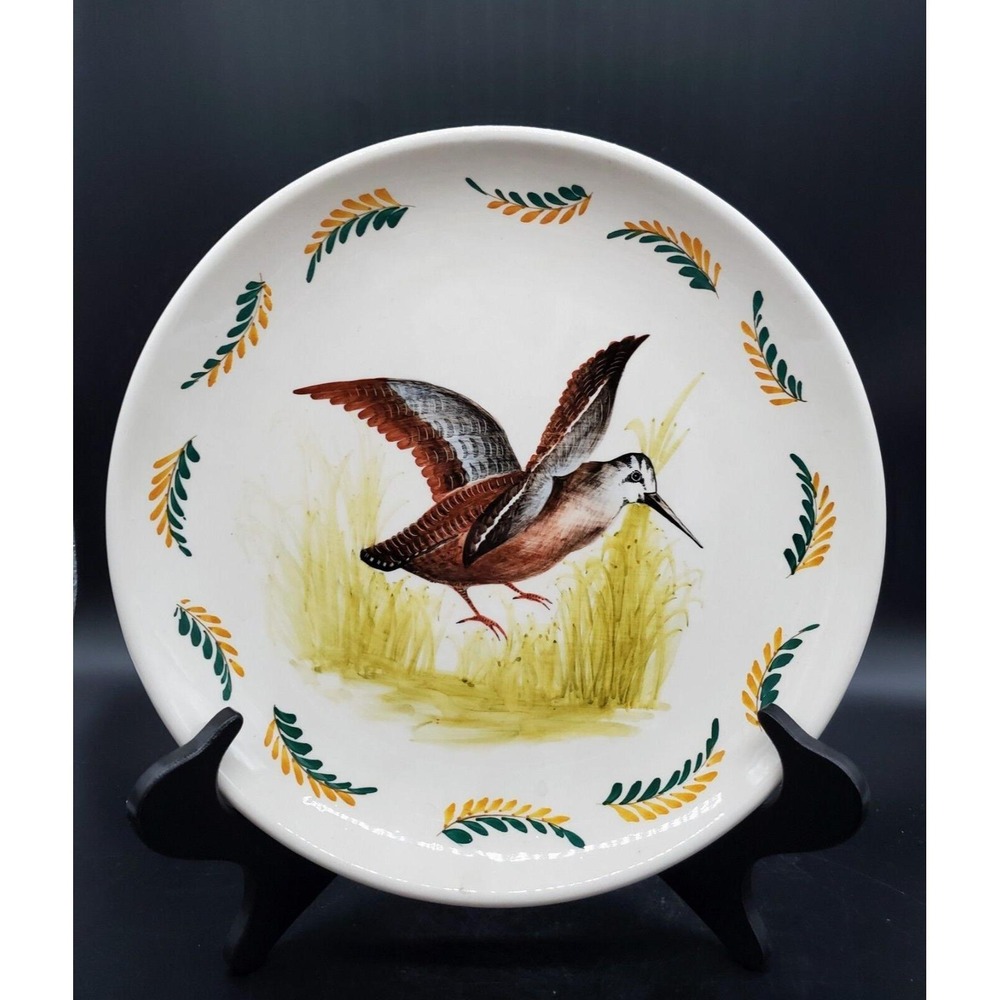 Vintage Italian Grouse Bird Plate Handpainted Pottery Marked Made In Italy 11"‎